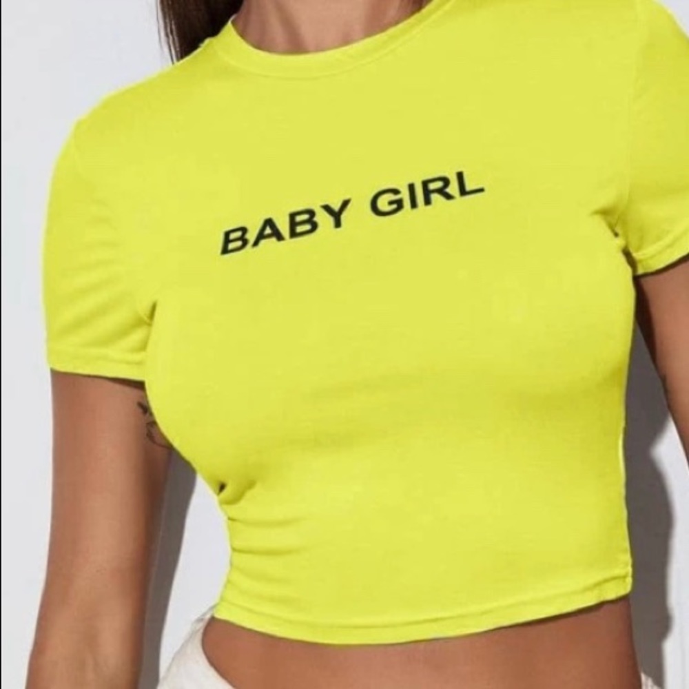 Neon Yellow Graphic Crop Top BABY GIRL.